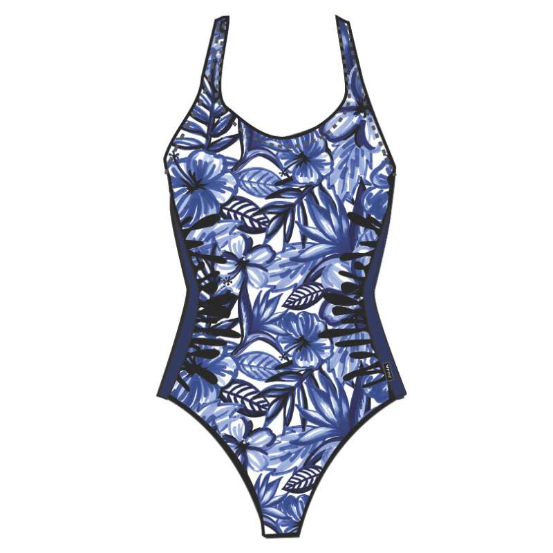 FINZ Ladies Ruched One Piece Navy Front FINZ Dona amb fruncs d'una peça al davant marí