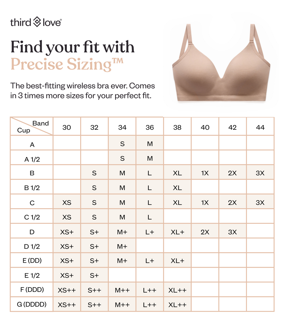 find your fit with precise sizing Trobeu el vostre ajust amb una talla precisa