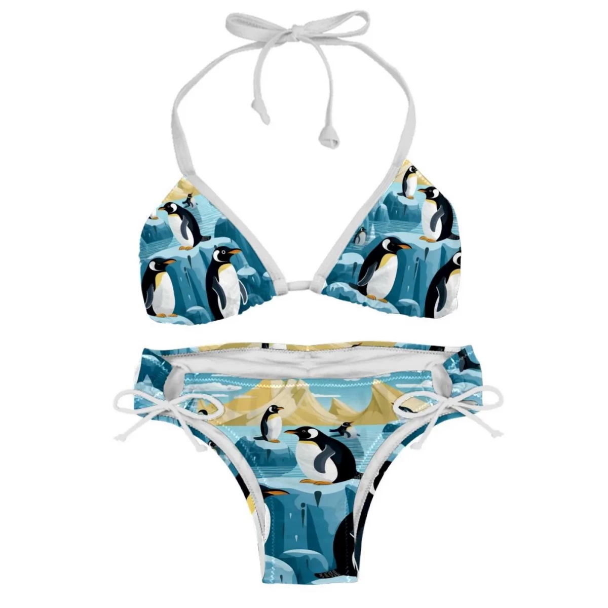 Penguin Detachable Sponge Adjustable Strap Bikini Set Two Pack Swimsuit Swim Suits Swim Wear Pikkewyn-afneembare spons verstelbare band Bikini-stel twee pak swembroek swempakke swemdrag
