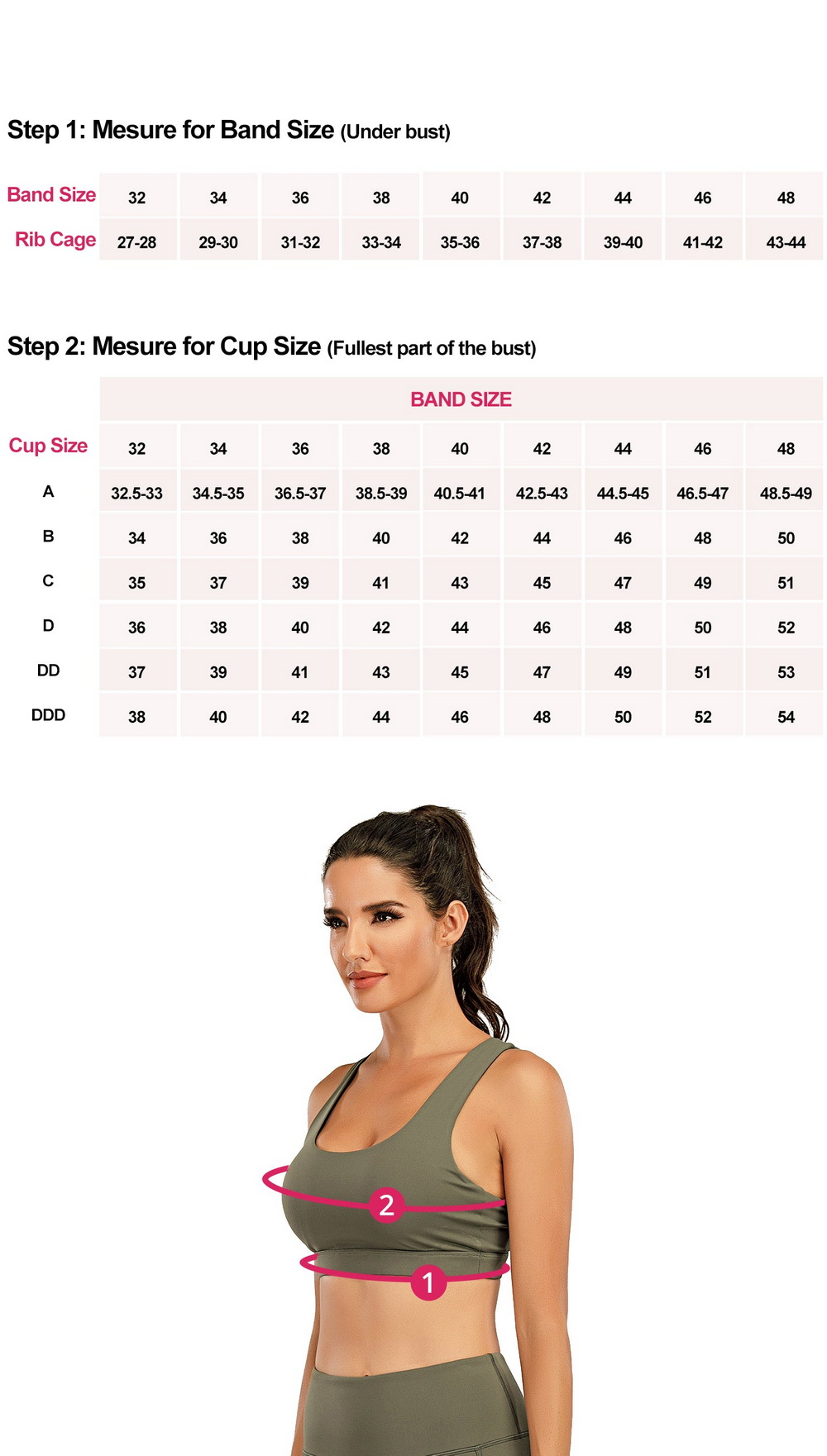 nabtos sportsbra size chart جدول مقاسات حمالة الصدر الرياضية من نابتوس