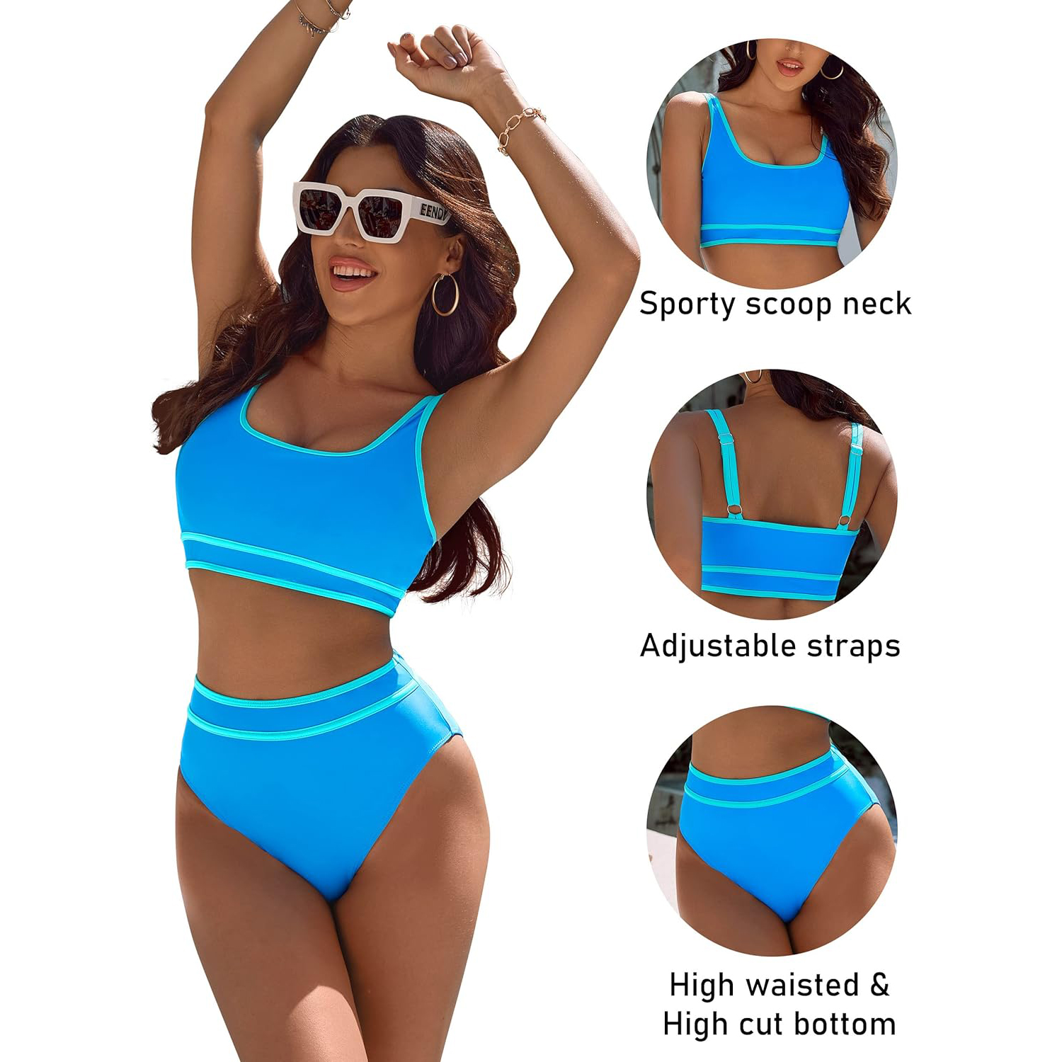d&aacute;msk&eacute; sportovn&iacute; plavky bikini s vysok&yacute;m pasem 3