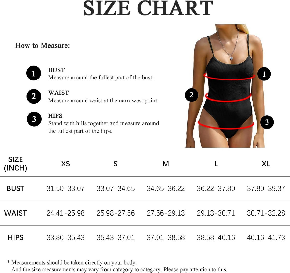 Zaful Swimwear Size Chart Zaful badetøj størrelsesoversigt