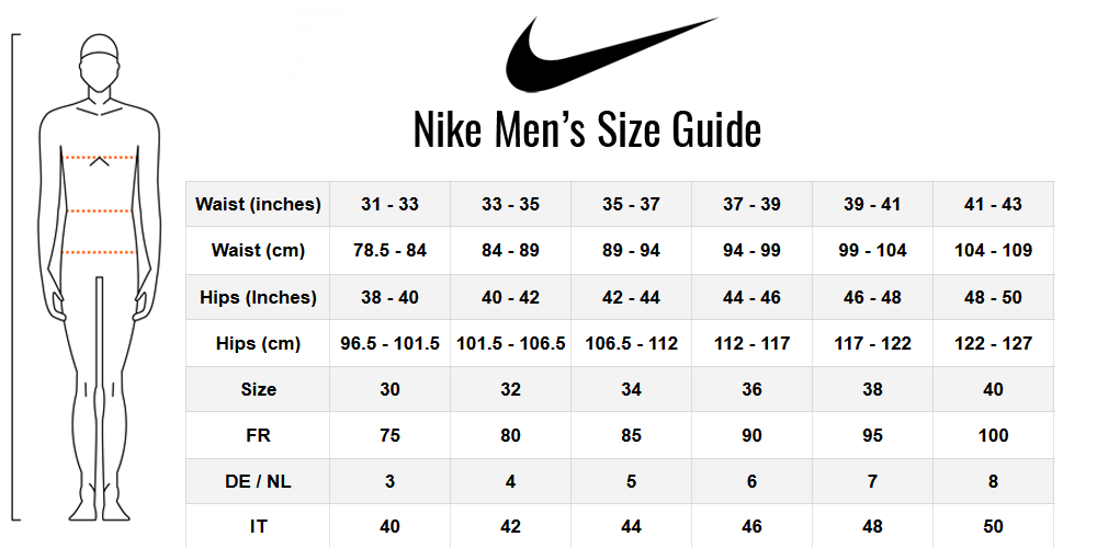 Nike men's size guide Οδηγός ανδρικού μεγέθους Nike
