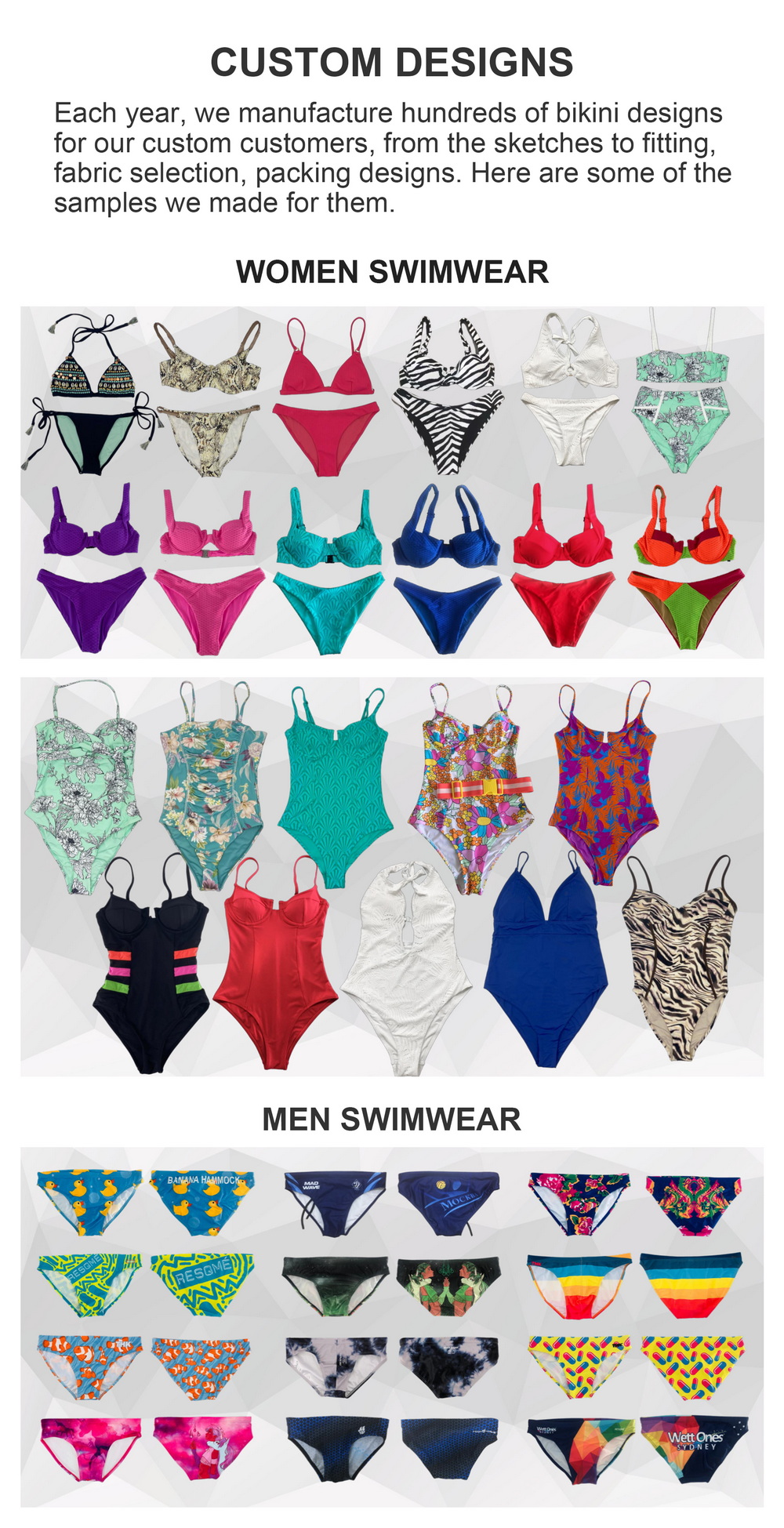 Custom Design OEM swimwear Disseny personalitzat del vestit de bany OEM