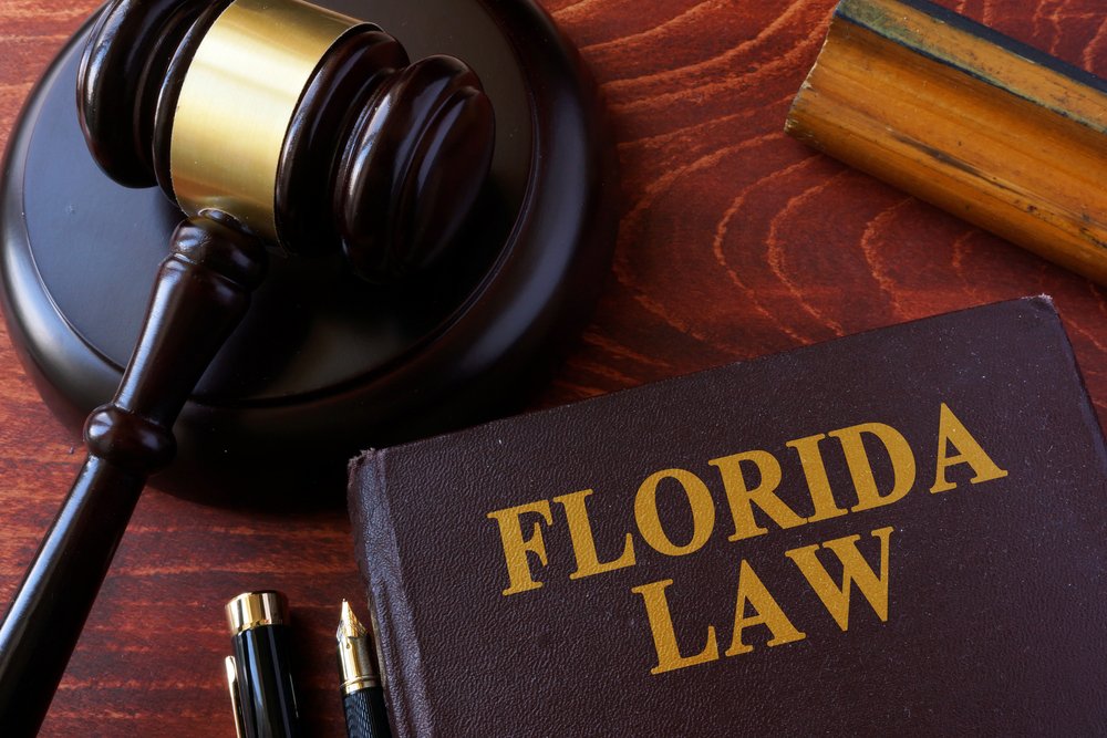 gavel and Florida law book Hammer und Florida-Gesetzbuch