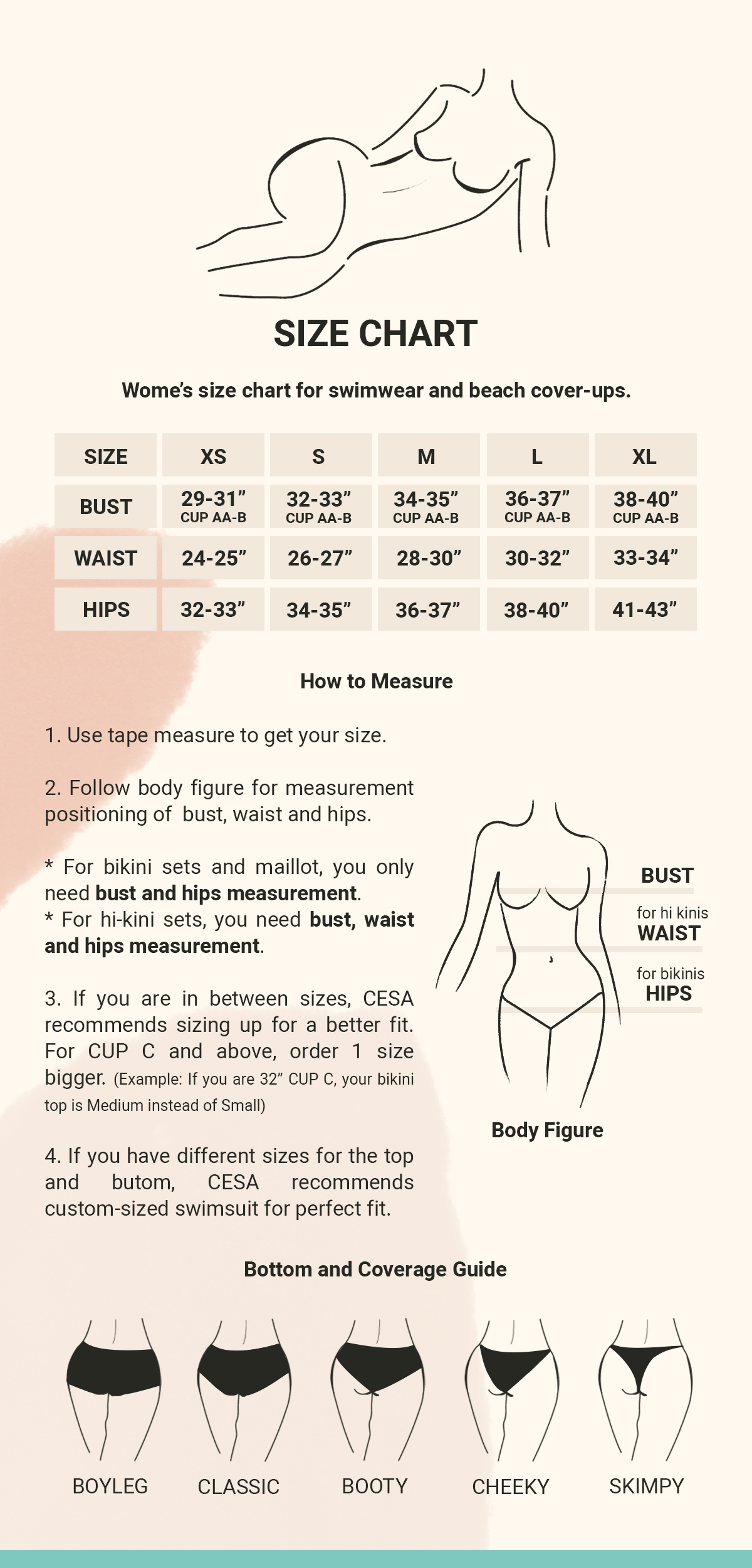 size chart how to measure and bottom and coverage guide таблица с размери как да се измери и дъно и ръководство за покритие