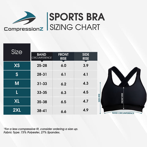 Sports Bra Sizing Chart مخطط مقاسات حمالة الصدر الرياضية