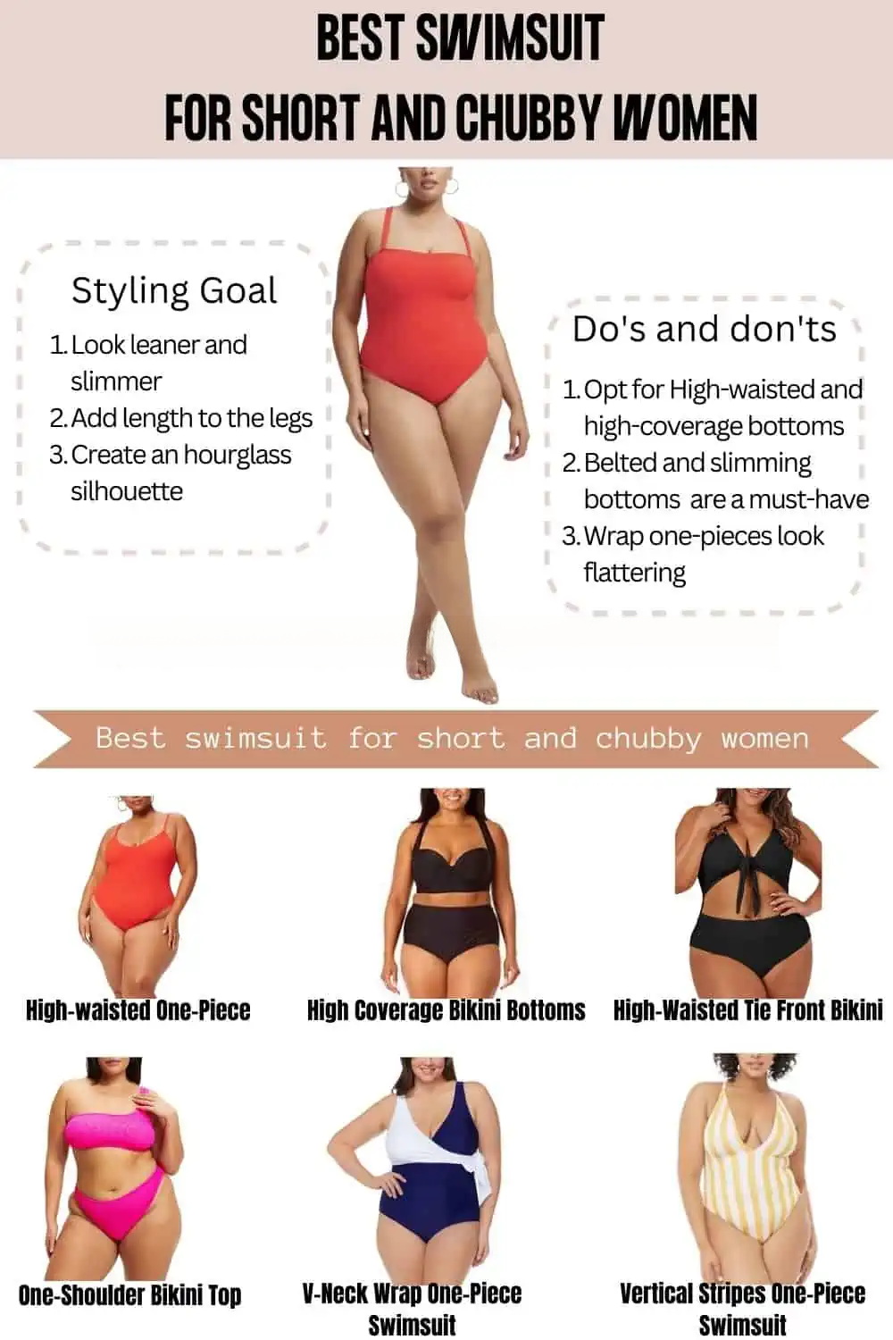 Swimsuit Guide for Short and Chubby Women راهنمای مایو برای زنان قد کوتاه و چاق