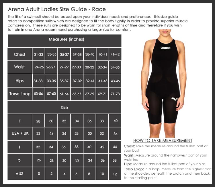Arena Adult Ladies Size Guiade - Race Arena Volwasse Dames Grootte Guiade - Wedloop