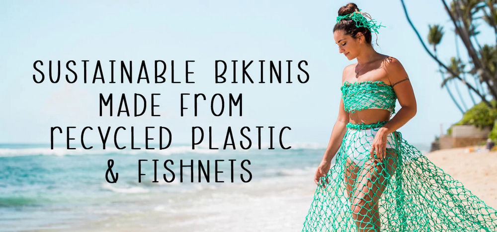 Sustainable bikinis made from recycled plastic and fishnets Bikini gafataulimaina e faia mai palasitika toe fa'aaogaina ma upega i'a