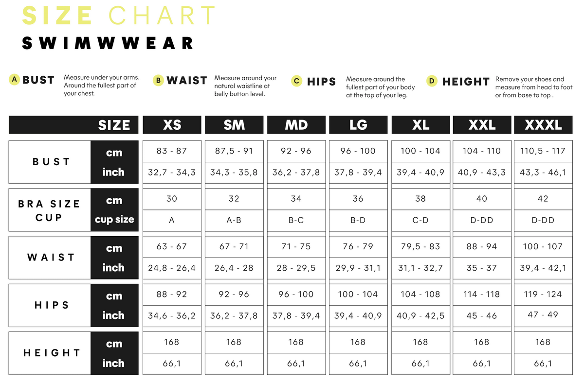 swimwear size chart taula de talles del vestit de bany