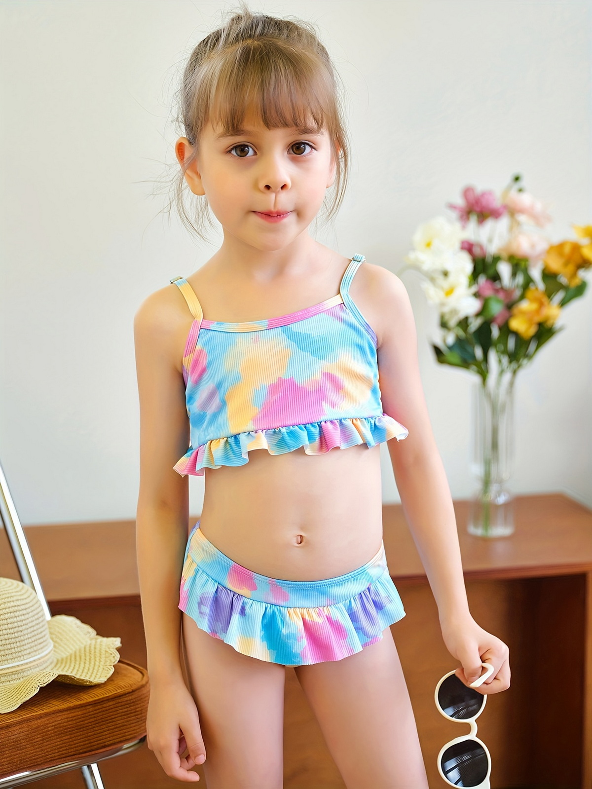 beautiful little girl swimwear dillad nofio merch fach hardd